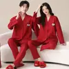 Con copas de sujetador incorporadas, Año Nuevo, Boda, Año del Perro, Rojo Intenso, Pijama de Pareja para Mujer, Primavera/Otoño, Algodón Puro, Festivo, Perro Pequeño, Ropa para el Hogar