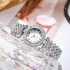 Reloj de cuarzo con pulsera de diamantes, nuevo, de comercio exterior, 2024, esfera digital redonda, moda informal, disponible al por mayor.