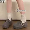 Versión de Piel de Vaca de Zapatos para Mujer con Aumento Interno de Altura, Zapatos de Cobertura Total Estilo Birkenstock, Suela Blanda, Cómodos Mocasines Casuales Slip-On para Mujer