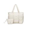 Bolsa Transversal de Ombro Feminina Transfronteiriça Europeia e Americana de Grande Capacidade para Exterior, de Penas, Leve, Impermeável, de Tecido de Nylon, Bolsa de Mão Fofa
