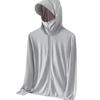 Roupa de Proteção Solar Masculina Respirável Seda Gelo Anti-UV 2024 Novo Verão Fina Pesca Jaqueta Masculina com Capuz