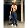 Pantalones de Trabajo Azules Estilo Americano para Hombre, Pantalones Casuales Vintage de Verano Tipo Paracaidista, Pantalones Rectos de Corte Limpio Ligeramente Acampanados