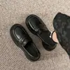 Mocasines de Cuero Suave con Suela Gruesa para Mujer, Invierno 2025, Forrados de Felpa, Aumentadores de Altura, Tacón Grueso, Zapatos Pequeños de Cuero Estilo Británico Negro, Zapatos para Mujer de Huizhou