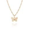 Europa y Estados Unidos joyería transfronteriza creativa collar de mariposa de cobre de una sola capa temperamento femenino versátil collar geométrico retro