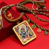 Tangka estilo Xizang Mahakala de Seis Brazos Colgante de Dios Negro de la Riqueza Semi-Pintado a Mano con Adornos Dorados Collar de Xizang Caja Gawu Fábrica de Origen