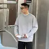 Suéter falso de dos piezas gris para hombre, tejido interior de estilo coreano de alta gama para invierno, chaqueta cálida de corte limpio