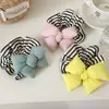 Goma de Pelo Retro a Rayas Rellena de Algodón Estilo Coreano con Lazo de Colores Accesorio para el Pelo Versátil para Moños Dopamina