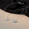 Colar Tendência de Linha de Pesca Transparente para Mulheres, Corrente para Clavícula com Zircônia Invisível, Gargantilha com Pingente Espinha de Peixe Lágrimas de Sereia, Estilo Coreano Simples