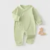 Mameluco de manga larga para primavera y verano con cierre diagonal para bebés e infantes, ropa de bebé estilo mariposa, mameluco unisex para bebé, traje para gatear