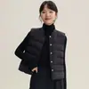 Colete Leve de Penas para Mulheres, Moda Outono e Inverno 2026, Estilo Simples com Botões Escondidos, Quente com Enchimento de Penas de Pato Branco, Tendência