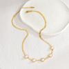 Hongfei Europeo y Americano Acero Inoxidable Simple Perla Cadena para Suéter Collar de Nicho de Alta Gama para Mujer Joyería de Acero Titanio que No se Desvanece Transfronterizo