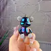 Oso Personalizado Incrustado de Diamantes Oso de Colores con Baño Galvánico Llavero de Oso Adornos Creativos Llavero de Oso Violento de Moda Colgante