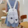 Mochila de Orelhas de Coelho com Bolinhas Estilo Coreano e Renda Estrela, Grande Capacidade, Mochila Fofa e Estilosa para o Dia a Dia de Mulheres, Disponível em Várias Cores