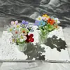 Zibo Glassware Buquê de Flores Pequenas Puro Feito à Mão com Flores de Vidro Importadas, Vaso Pequeno de Luxo Leve, Presente de Flores Pequenas Artificiais