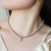 Novo Estilo Colar de Pérolas Cinza Cânhamo Zhenduo Verão Feminino Luxo Acessível Simples Pingente de Zircônia Cubo de Açúcar Corrente Clavicular