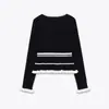 Moda Casual de Punto Acanalado con Empalmes Popular Europeo y Americano Aliexpress Transfronterizo