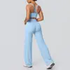 Conjunto de Sujetador Deportivo Sexy con Espalda Cruzada, Ropa de Yoga de Pierna Recta y Pierna Ancha de Cintura Alta, Ropa Exterior de Secado Rápido para Correr y Fitness