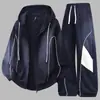 Estilo Outono/Inverno Marca Jovem Tendência Jaqueta Cardigã Moletom com Capuz e Calça de Moletom Masculina Solta Casual Roupa Esportiva Terno Masculino