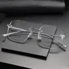 18817 Armazón de Gafas Sin Marco de Titanio Puro Shenzhen con Textura Artística, Estilo Europeo y Americano, Unisex, Armazón Grande Simple y Elegante