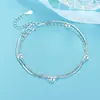 Venta al por mayor del fabricante Nueva Moda Fresca de Tendencia Joyería de Celebridad de Internet para Mujeres, Pulsera de Doble Capa con Efecto Arena Planeta Soñador Chapada en Plata
