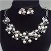 Comércio Exterior Transfronteiriço Popular Europeu e Americano Exquisite Brincos com Pérolas Incrustadas Diamante Conjunto de Joias de Noiva Dropshipping
