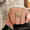 Anillo de ojo de tigre estilo Maillard para mujer, diseño retro de otoño con microincrustaciones, apertura de lujo ligera y ajustable.