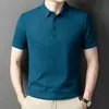 Camisa Polo de Manga Corta de Alta Gama para Hombre, Nuevo Estilo de Verano, Camiseta con Cuello Waffle, Camisa de Manga Media Casual de Negocios para Padres de Mediana Edad