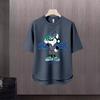 Camiseta de manga curta masculina Moda Marca Verão Manga Solta de Cinco Pontos 2024 Nova Internet Trendy Ins Simples Top Impresso