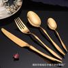 Juego de Cubiertos Occidentales de Acero Inoxidable 304, Cuchillo, Tenedor, Cuchara, Cucharilla de Té, Juego de Cuatro Piezas, Vajilla Estilo Occidental, Estilo Nórdico, Mango Largo, Uso Doméstico