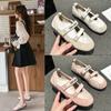Sapatos Mary Jane com Velcro para Mulheres 2025 Primavera Novo Estilo Vazado Boca Rasa Confortáveis Casuais