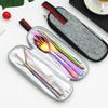 Vajilla práctica de acero inoxidable transfronteriza de Amazon, juego de 7 piezas (1010 cuchillos, tenedores, cucharas, palillos y pajita), ideal para viajes al aire libre.