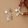 Pingente Ruyi mini vintage de prata pura s925, amuleto de paz oco, acessório de prata com corda trançada DIY feito à mão, amuleto