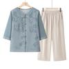 Nova Camisa de Verão de Estilo Chinês para Mamãe, Novos Tops de Meia Manga para Mulheres de Meia Idade e Idosas, Terno para Vovó e Senhora