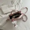2026 Nova Bolsa Transversal de Ombro Versátil com Estampa de Bolinhas e Xadrez Estilo Menina Doce e Fofa com Tema de Gatinho