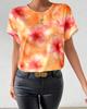 Nuevo de Exportación Transfronteriza Europea y Americana Moda Amazon para Mujer Cuello Redondo Tie-Dye Flor Grande Casual Jersey de Manga Corta