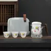 Conjunto de Chá Kung Fu de Viagem Bule de Chá de Vidro Xícara de Chá Bolsa Portátil Xícara Rápida de Cerâmica Outdoor Uma Panela Três Copos