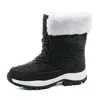 Nuevas botas de nieve de otoño e invierno para mujer, botas de algodón de suela gruesa con cremallera frontal hasta media pantorrilla de talla grande, botas cortas y zapatos casuales de invierno.