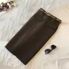 Saia de Lã para Mulheres 2025 Novo Estilo Saia com Fenda Forma de Pera Roupa Externa Comprimento Médio Inverno Saia Grossa