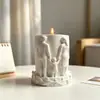 Papa Cruzando la Frontera Modelo Nuevo Familia Padre-Hijo Tomados de la Mano Patrón en Relieve Cilindro Taza de Vela Adorno Molde de Silicona