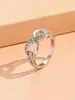 Anillo de Oro Blanco Galvanizado con Diamantes en Forma de Ocho, el Más Vendido a Nivel Mundial, Joyería de Anillo Popular de Gama Alta para Mujer, Símbolo de Infinito