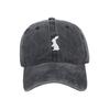 Gorra con visera de algodón lavado bordada con conejo europeo y americano para mujer, gorra de béisbol retro desgastada de copa blanda que hace que la cara se vea pequeña, sombrero para el sol para hombre