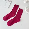 Calcetines de verano para mujer con borde festoneado, calados, de media pantorrilla, versátiles, holgados, de malla, calcetines altos, al por mayor, calcetines con puño de burbuja