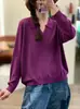 Suéter Pulóver Nuevo de Encaje para Cuello, Colección Otoño/Invierno 2026, Color Sólido, Top Casual de Manga Larga Holgado de Punto para Mujer