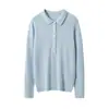 Suéter de Lana para Mujer 100% Lana Pura Otoño e Invierno Nuevo Suéter de Punto con Cuello Polo para Mujer Jersey de Manga Larga Tejido para Fondo