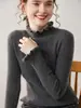 Suéter de Caxemira Outono e Inverno para Mulheres, Listrado Slim Fit com Mangas de Renda e Gola Franzida, Suéter Pulôver de Tricô de Caxemira