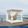 Terraza de Villa Casual Cama Sofá Resistente a la Lluvia y al Sol Silla de Mimbre para Sala de Estar Hotel B&B con Cortina de Gasa Cama Sofá