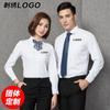 Camisa branca nova de primavera masculina manga comprida business que não precisa passar roupa roupa de trabalho profissional formal camisa com logo bordado