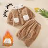 Pijama de Forro Polar Coral para Bebé Otoño e Invierno Niños Algodón Engrosado Ropa para el Hogar Invierno Nuevo Conjunto de Invierno de Dos Piezas para Niñas
