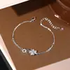 Pulsera de Trébol de Cuatro Hojas de Plata 999 Estilo Coreano Pulsera Nueva Lujo Accesible Plata Pura Doble Capa Regalo de San Valentín