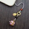 Colgante de Bolita de Sachet Azul Tailandés de Paisaje Antiguo Hueco Que Se Puede Abrir para Guardar Pastillas de Incienso Colgante para Teléfono Móvil Cordón Fabricante Venta al por Mayor